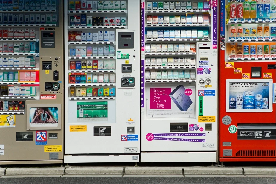 There are group of products that's filled in the vending mechine